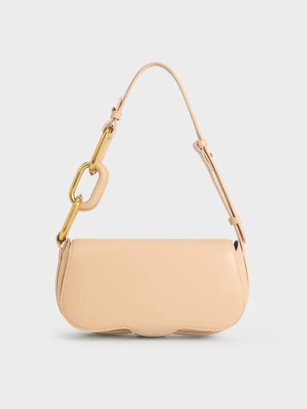 Women Kora MetallicAccent Elongated Bag 8211 Beige CHARLES and KEITH Shoulder Bags Women Kora MetallicAccent Elongated Bag 8211 Beige CHARLES and KEITH Shoulder Bags