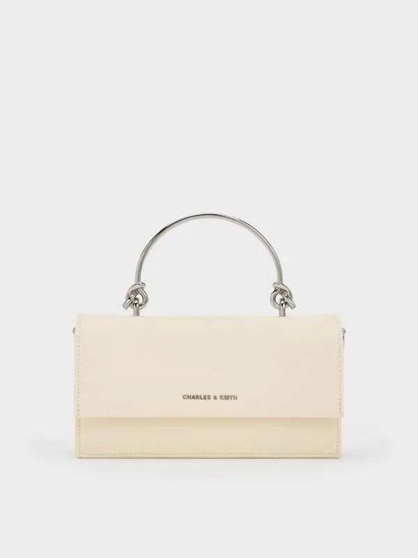 Women Kristine SculpturalHandle Long Wallet 8211 Cream CHARLES and KEITH Long Wallets