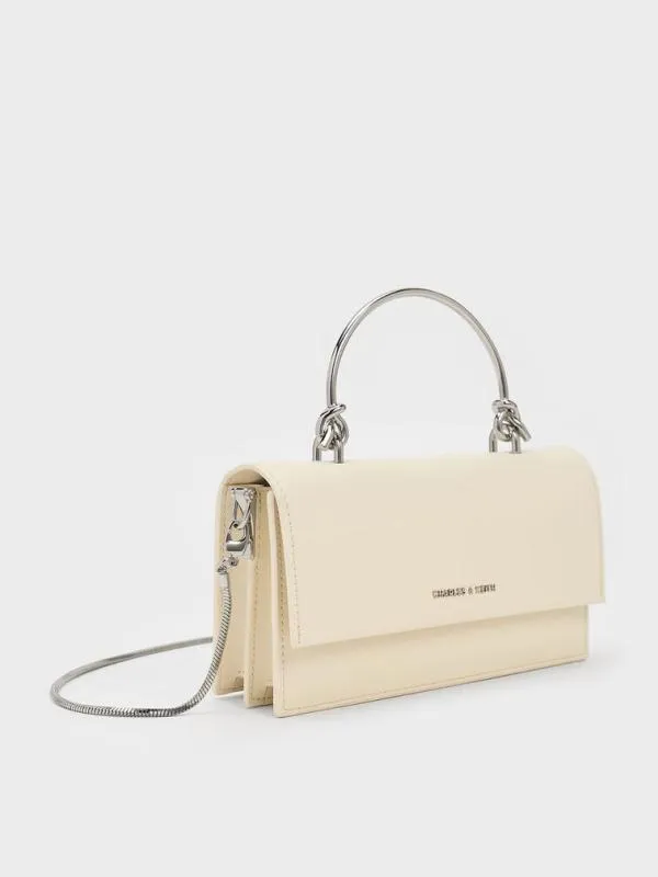 Women Kristine SculpturalHandle Long Wallet 8211 Cream CHARLES and KEITH Long Wallets