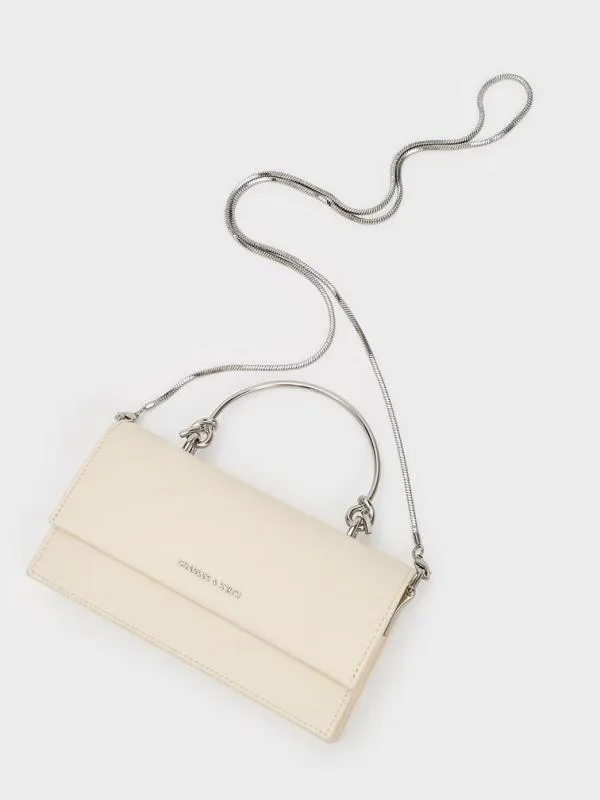 Women Kristine SculpturalHandle Long Wallet 8211 Cream CHARLES and KEITH Long Wallets