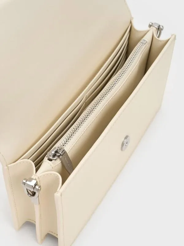 Women Kristine SculpturalHandle Long Wallet 8211 Cream CHARLES and KEITH Long Wallets