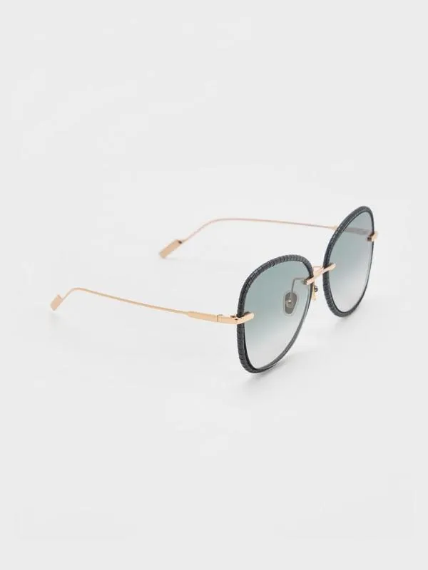 Women Leather BraidedRim Butterfly Sunglasses 8211 Black CHARLES and KEITH Butterfly