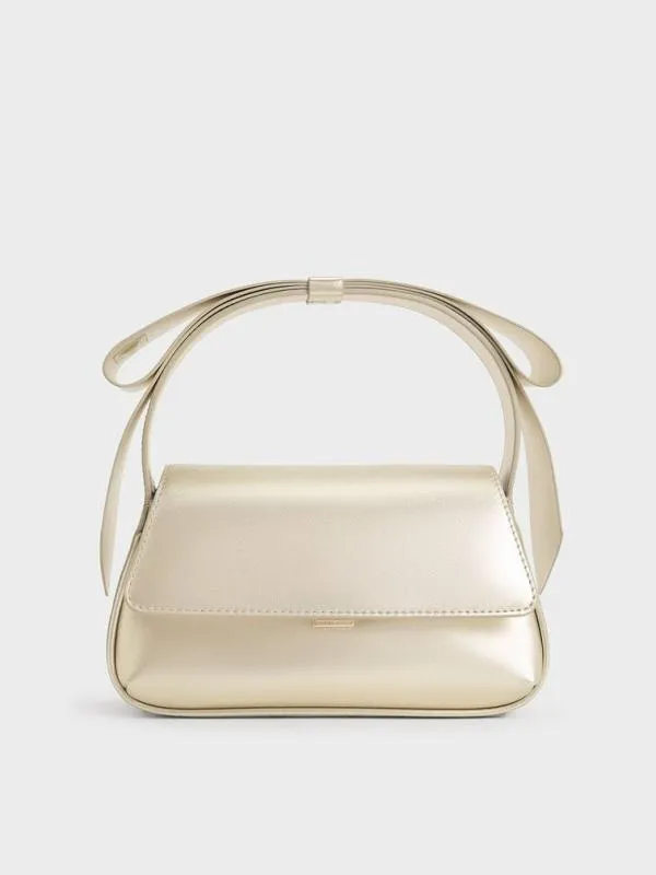Women Leather Metallic Bow TopHandle Bag 8211 Champagne CHARLES and KEITH Top Handle Bags Women Leather Metallic Bow TopHandle Bag 8211 Champagne CHARLES and KEITH Top Handle Bags