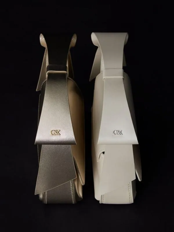 Women Leather Metallic Bow TopHandle Bag 8211 Champagne CHARLES and KEITH Top Handle Bags