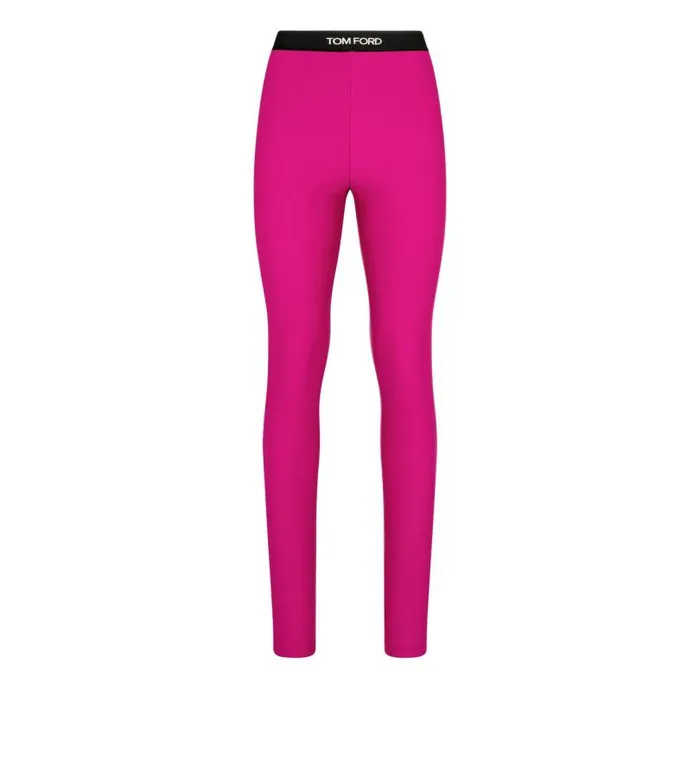 Women Leggings Tom Ford Stretch Lycra Logoed Leggings Fuschia