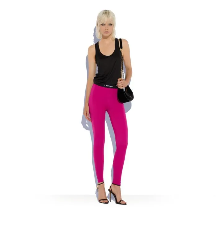 Women Leggings Tom Ford Stretch Lycra Logoed Leggings Fuschia Women Leggings Tom Ford Stretch Lycra Logoed Leggings Fuschia