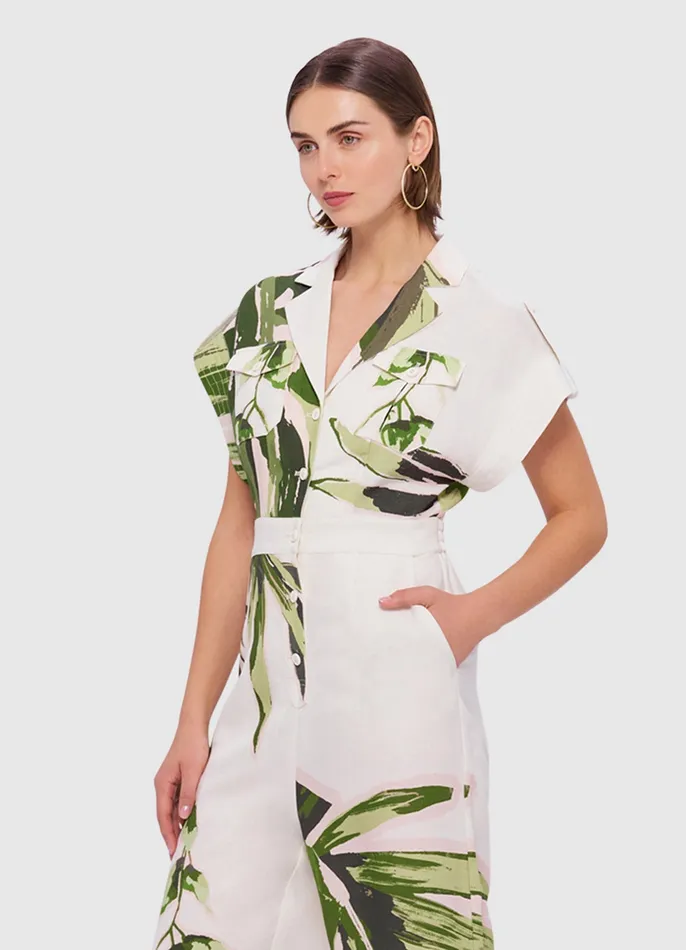 Women LEO LIN Jacie Shirt Jumpsuit 8211 Botanica Print Dresses and Jumpsuits
