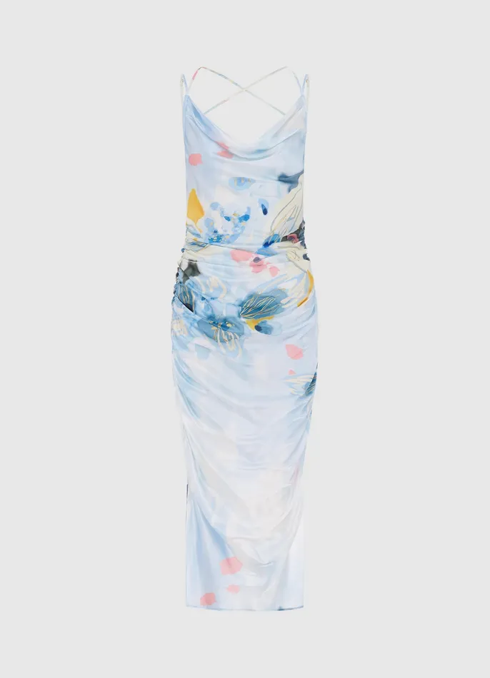 Women LEO LIN Jill Cowl Neck Slip Dress 8211 Tranquility Print Dresses and Jumpsuits
