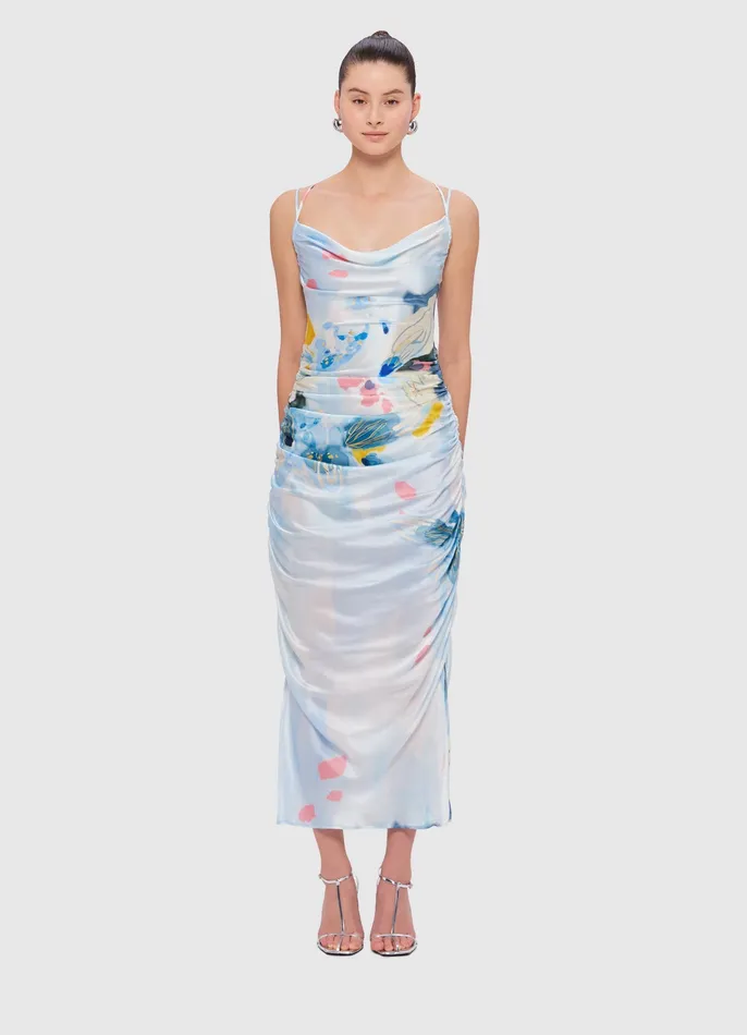 Women LEO LIN Jill Cowl Neck Slip Dress 8211 Tranquility Print Dresses and Jumpsuits