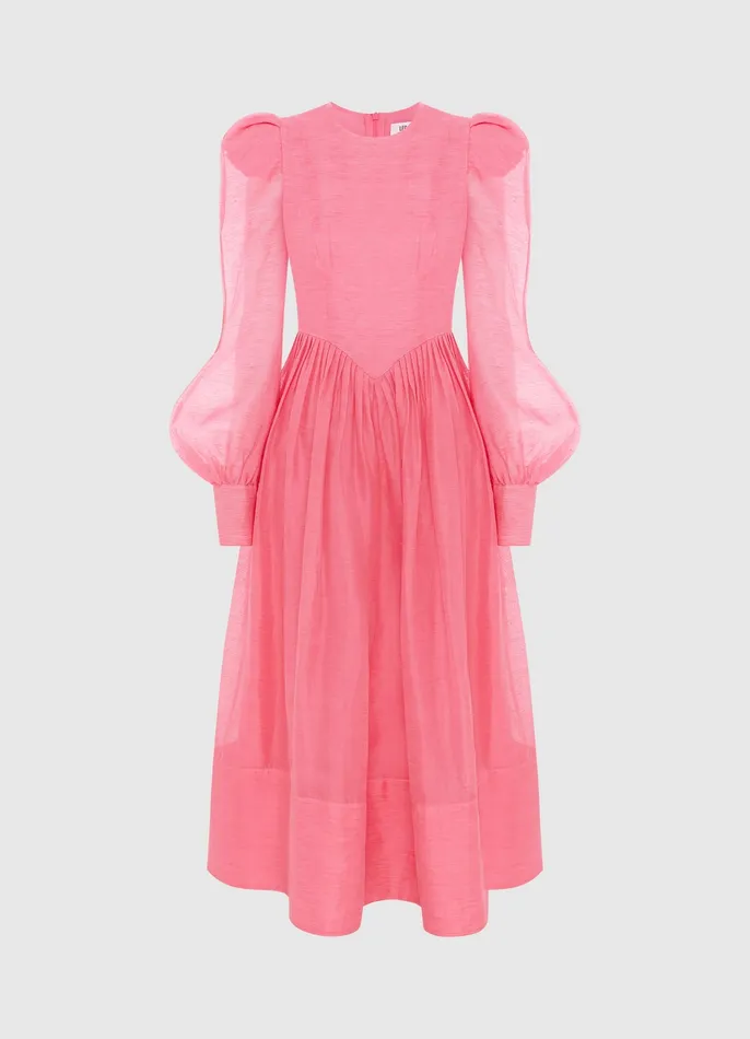 Women LEO LIN Jordana Structured Shoulder Midi Dress 8211 Watermelon Dresses and Jumpsuits