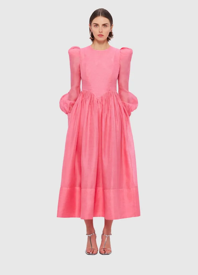 Women LEO LIN Jordana Structured Shoulder Midi Dress 8211 Watermelon Dresses and Jumpsuits