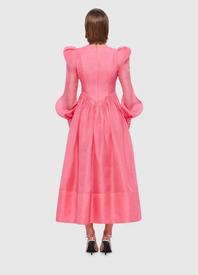 Women LEO LIN Jordana Structured Shoulder Midi Dress 8211 Watermelon Dresses and Jumpsuits