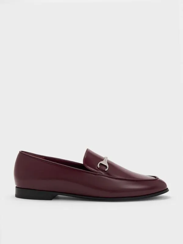 Women Leslie MetallicAccent Loafers 8211 Burgundy CHARLES and KEITH Flats