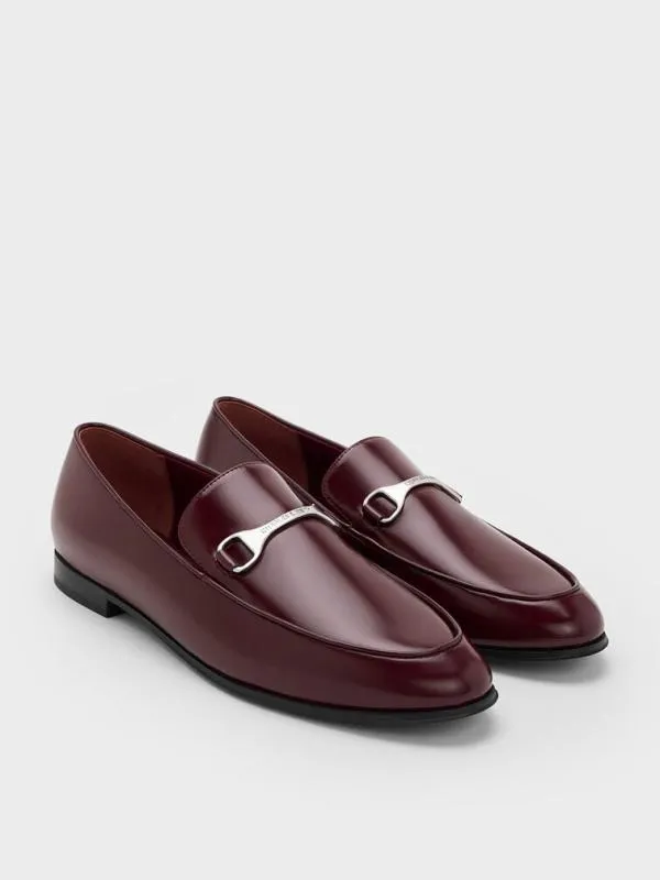 Women Leslie MetallicAccent Loafers 8211 Burgundy CHARLES and KEITH Flats