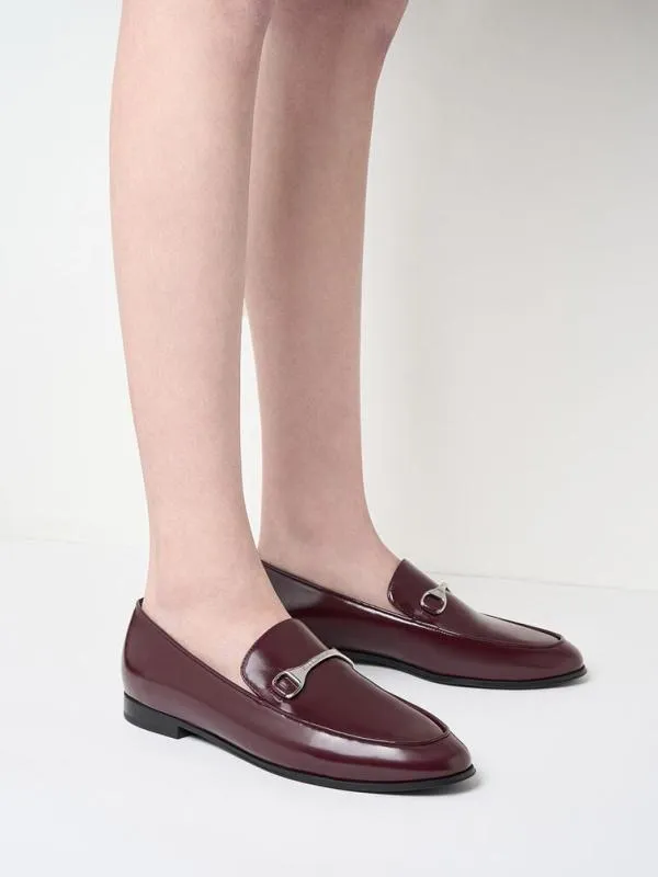Women Leslie MetallicAccent Loafers 8211 Burgundy CHARLES and KEITH Flats