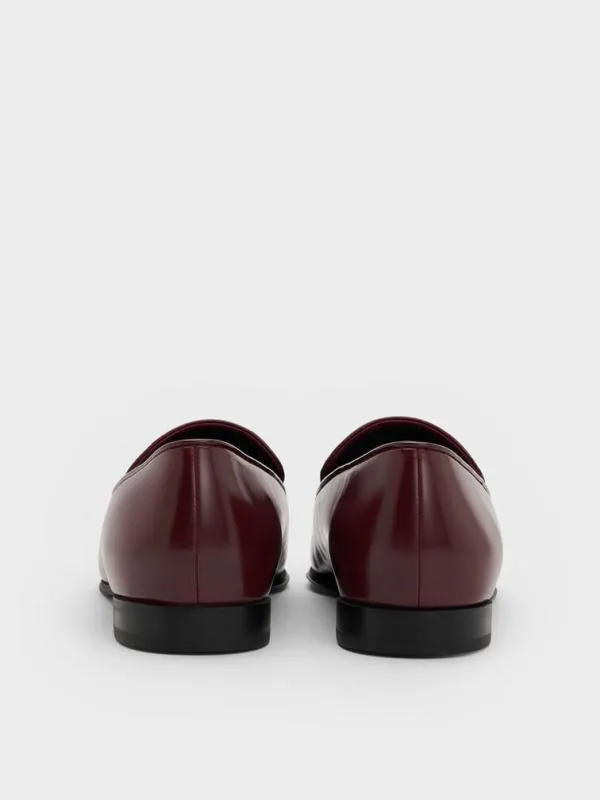 Women Leslie MetallicAccent Loafers 8211 Burgundy CHARLES and KEITH Flats