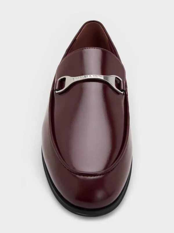 Women Leslie MetallicAccent Loafers 8211 Burgundy CHARLES and KEITH Flats