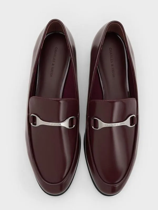Women Leslie MetallicAccent Loafers 8211 Burgundy CHARLES and KEITH Flats