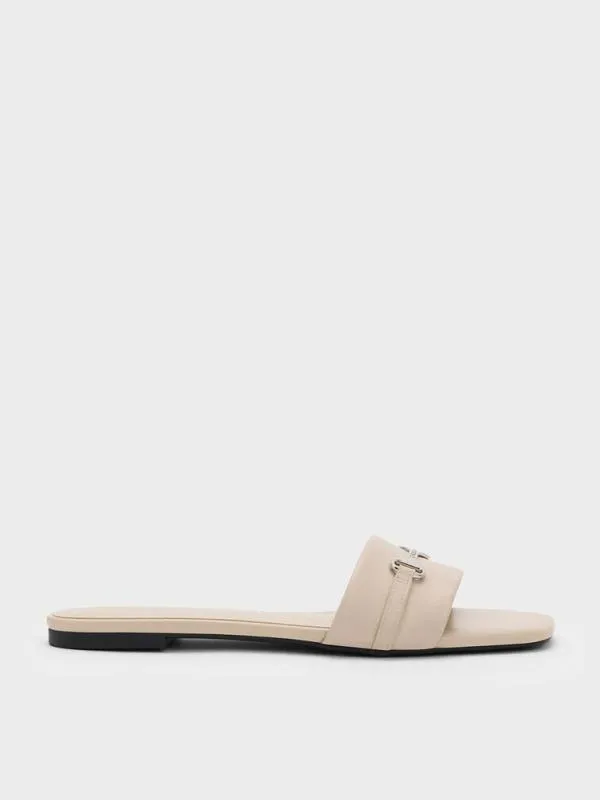 Women Leslie Slide Sandals 8211 Beige CHARLES and KEITH Sandals