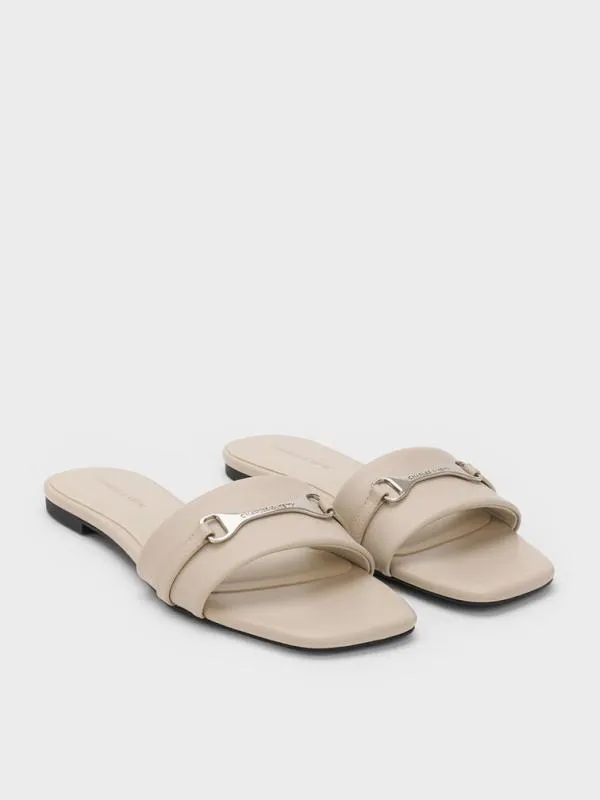 Women Leslie Slide Sandals 8211 Beige CHARLES and KEITH Sandals