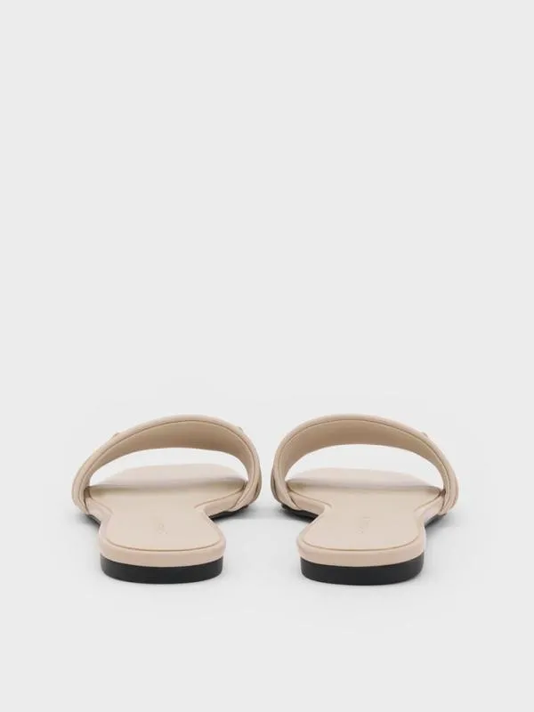 Women Leslie Slide Sandals 8211 Beige CHARLES and KEITH Sandals