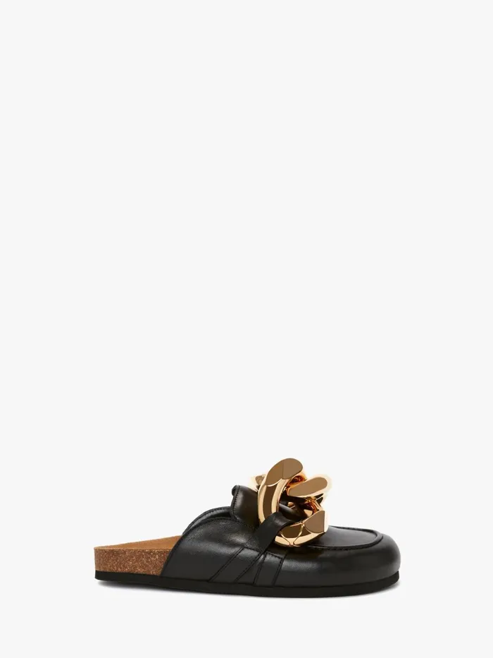 Women Loafers JW Anderson CHAIN LOAFER LEATHER MULES Black
