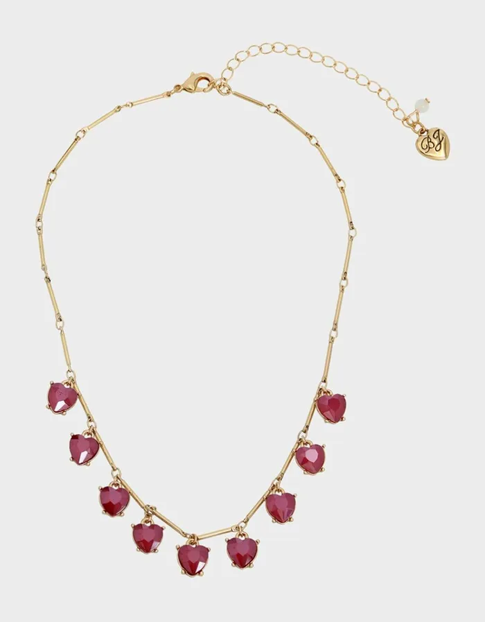 Women LOOK INTO YOUR HEART CHARM NECKLACE RED Betsey Johnson