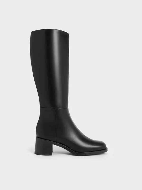 Women Louise BlockHeel KneeHigh Boots 8211 Black CHARLES and KEITH Boots