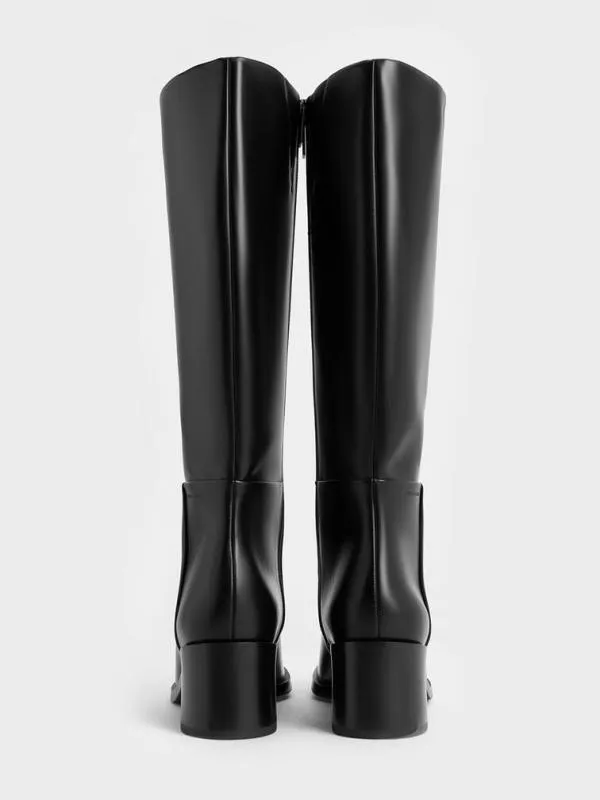 Women Louise BlockHeel KneeHigh Boots 8211 Black CHARLES and KEITH Boots