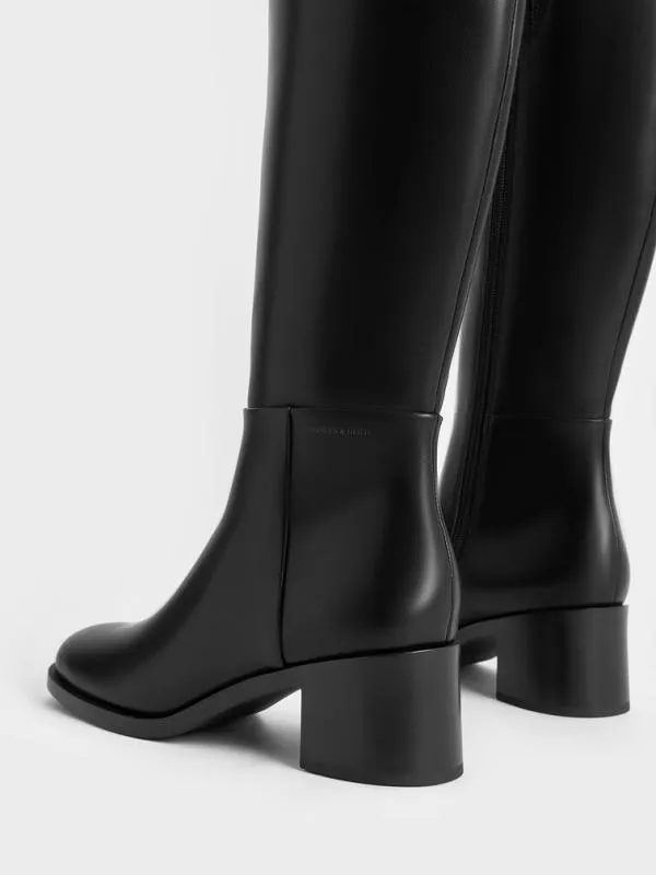 Women Louise BlockHeel KneeHigh Boots 8211 Black CHARLES and KEITH Boots