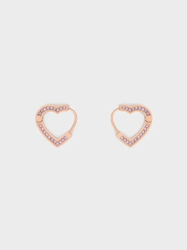 Women Malorie Crystal Heart Hoop Earrings 8211 Rose Gold CHARLES and KEITH Earrings Women Malorie Crystal Heart Hoop Earrings 8211 Rose Gold CHARLES and KEITH Earrings