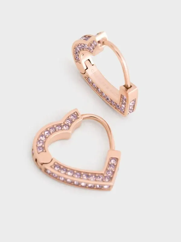 Women Malorie Crystal Heart Hoop Earrings 8211 Rose Gold CHARLES and KEITH Earrings Women Malorie Crystal Heart Hoop Earrings 8211 Rose Gold CHARLES and KEITH Earrings