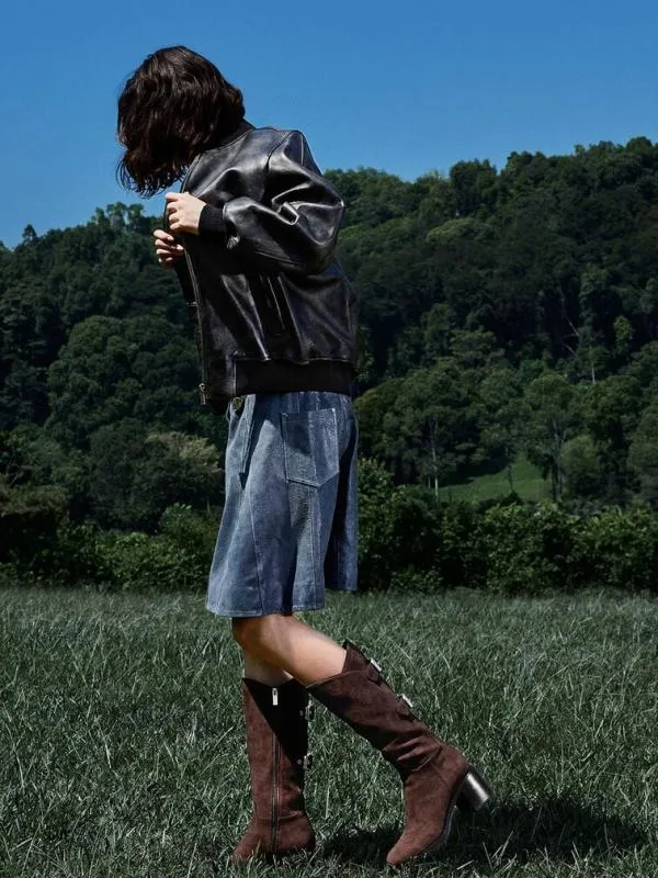 Women Masei Faux Suede GrommetStrap KneeHigh Boots 8211 Dark Brown CHARLES and KEITH Boots