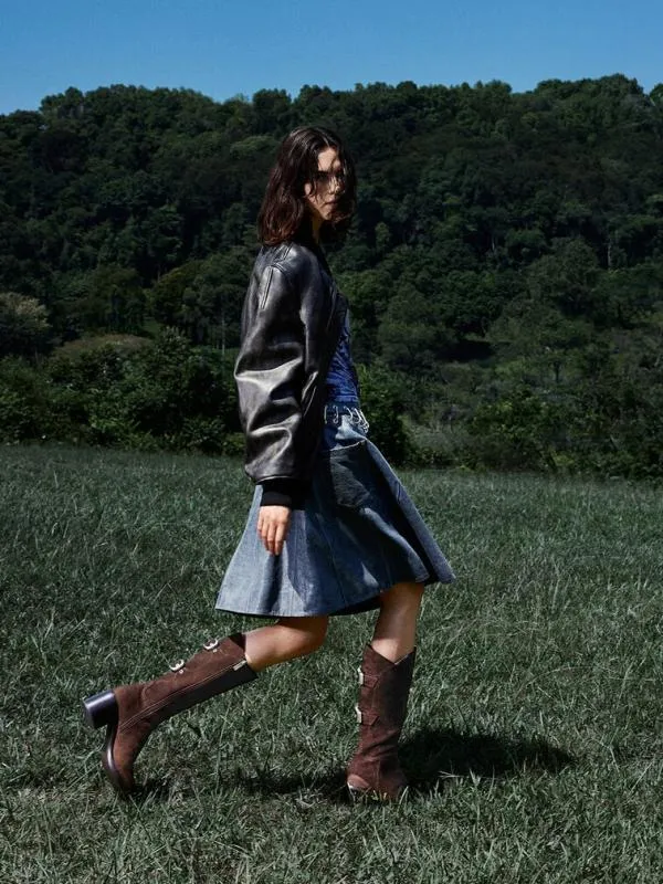 Women Masei Faux Suede GrommetStrap KneeHigh Boots 8211 Dark Brown CHARLES and KEITH Boots