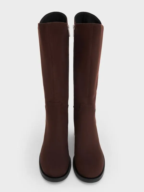 Women Masei Faux Suede GrommetStrap KneeHigh Boots 8211 Dark Brown CHARLES and KEITH Boots