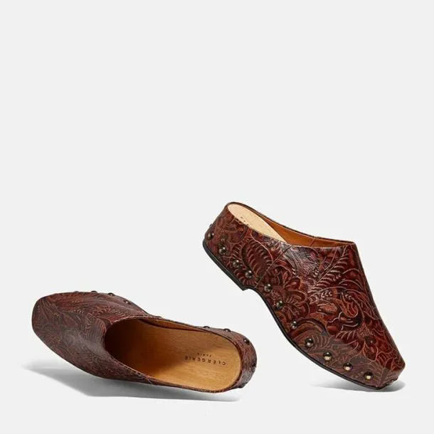 Women MAX Brown Embossed Clergerie Mules