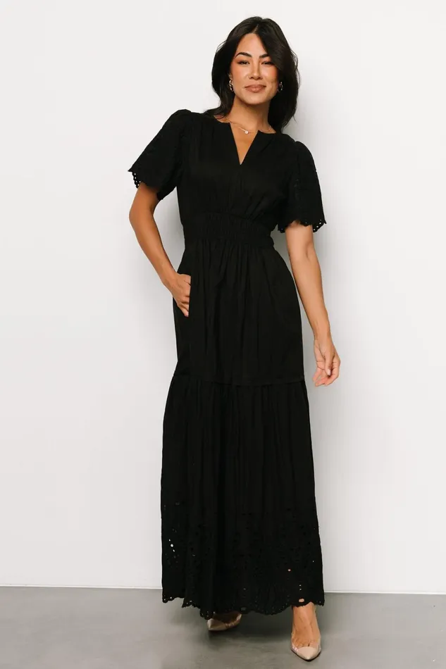Women Maxi Dresses Baltic Born Annette Eyelet Maxi Dress Black