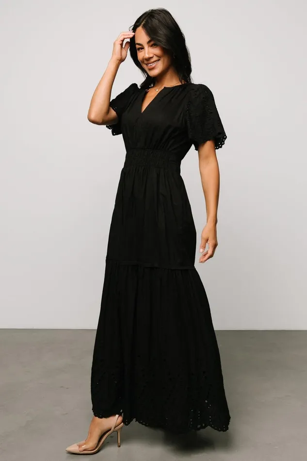 Women Maxi Dresses Baltic Born Annette Eyelet Maxi Dress Black