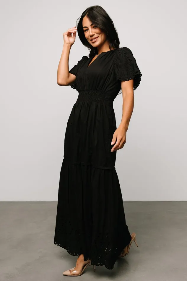 Women Maxi Dresses Baltic Born Annette Eyelet Maxi Dress Black