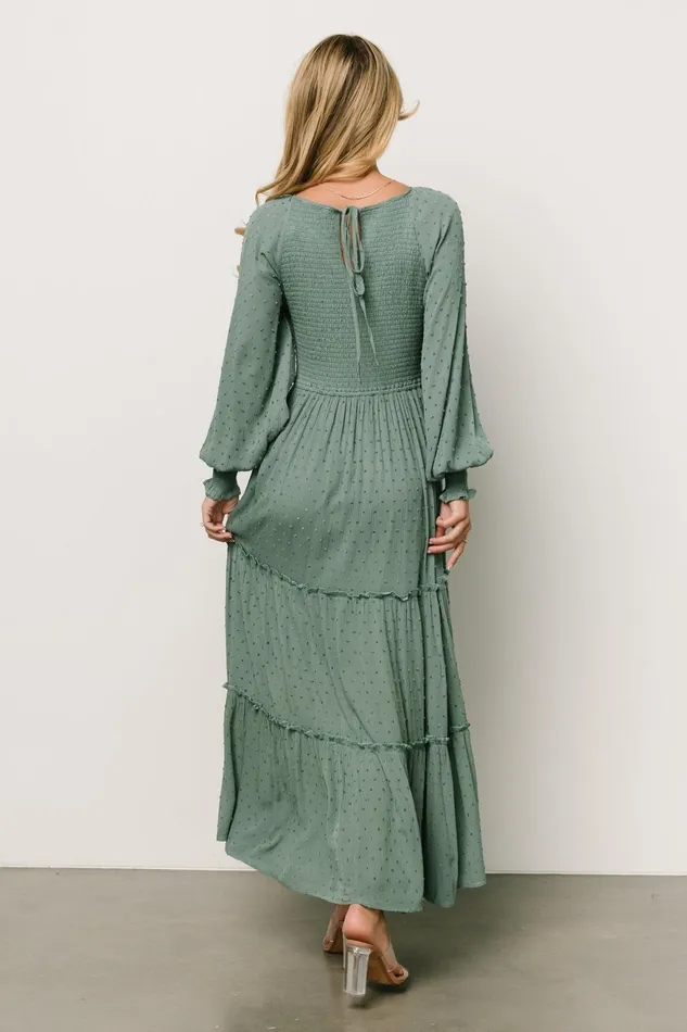Women Maxi Dresses Baltic Born Bayley Smocked Dotted Maxi Dress Dark Eucalyptus Women Maxi Dresses Baltic Born Bayley Smocked Dotted Maxi Dress Dark Eucalyptus