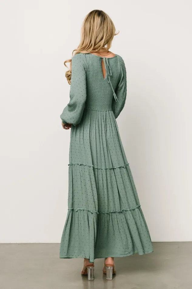 Women Maxi Dresses Baltic Born Bayley Smocked Dotted Maxi Dress Dark Eucalyptus Women Maxi Dresses Baltic Born Bayley Smocked Dotted Maxi Dress Dark Eucalyptus