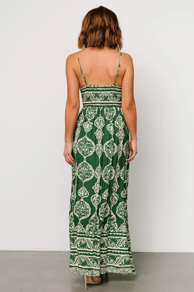 Women Maxi Dresses Baltic Born Davinah V Neck Maxi Dress Green Print