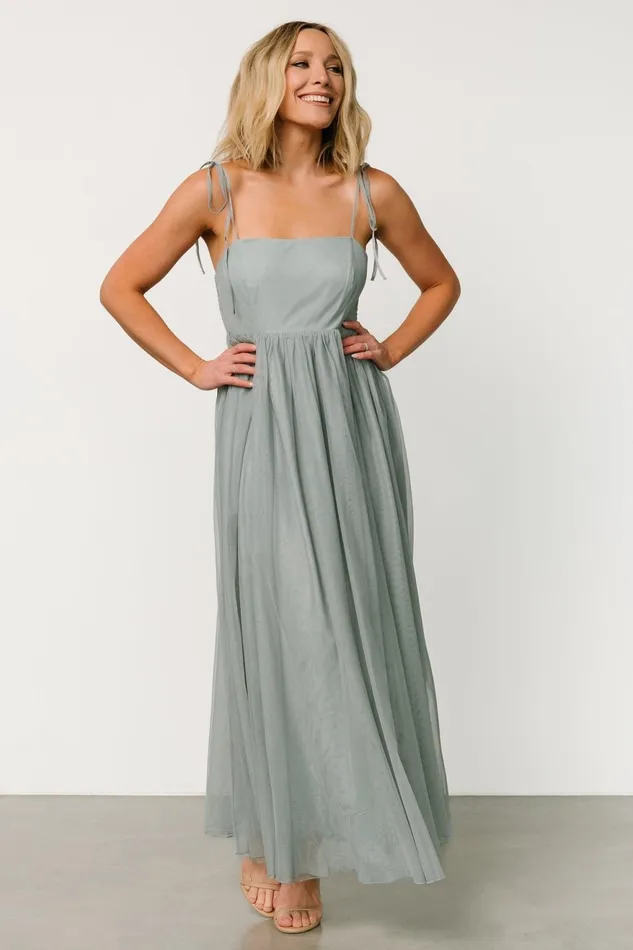 Women Maxi Dresses Baltic Born Fiona Tulle Maxi Dress Eucalyptus Women Maxi Dresses Baltic Born Fiona Tulle Maxi Dress Eucalyptus