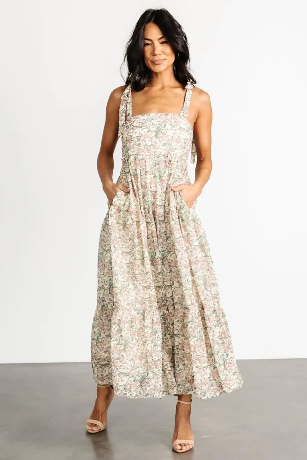 Women Maxi Dresses Baltic Born Lelisa Shoulder Tie Dress Cream Floral