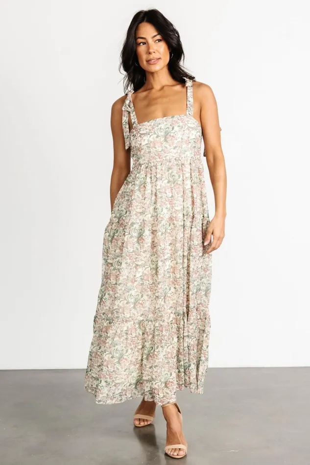 Women Maxi Dresses Baltic Born Lelisa Shoulder Tie Dress Cream Floral Women Maxi Dresses Baltic Born Lelisa Shoulder Tie Dress Cream Floral