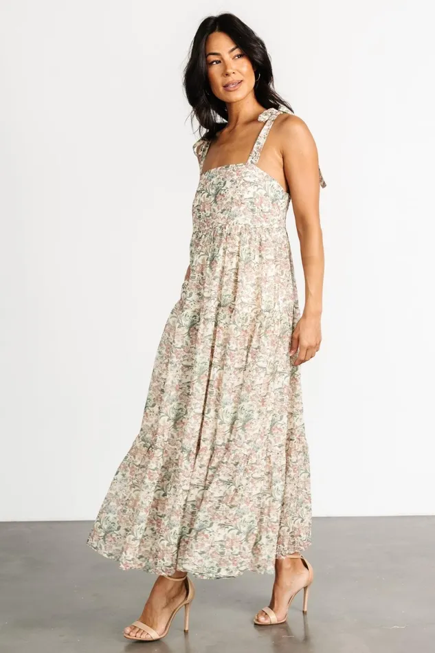 Women Maxi Dresses Baltic Born Lelisa Shoulder Tie Dress Cream Floral Women Maxi Dresses Baltic Born Lelisa Shoulder Tie Dress Cream Floral