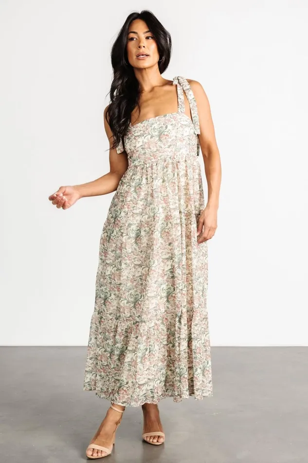 Women Maxi Dresses Baltic Born Lelisa Shoulder Tie Dress Cream Floral Women Maxi Dresses Baltic Born Lelisa Shoulder Tie Dress Cream Floral