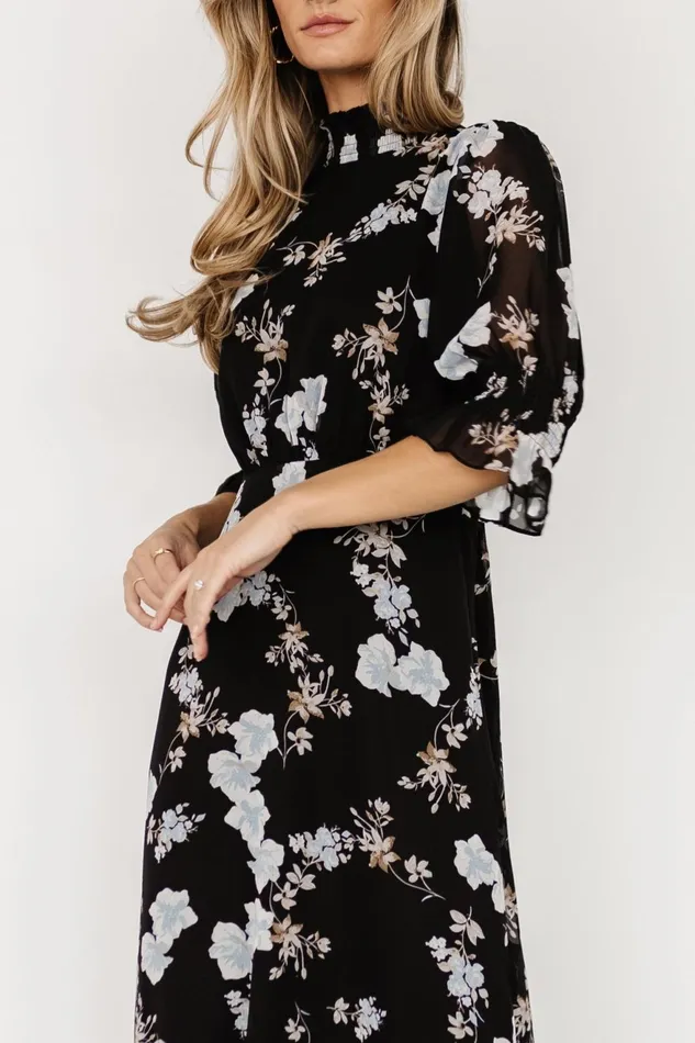 Women Maxi Dresses Baltic Born Marie Mock Neck Maxi Dress Black Floral Women Maxi Dresses Baltic Born Marie Mock Neck Maxi Dress Black Floral