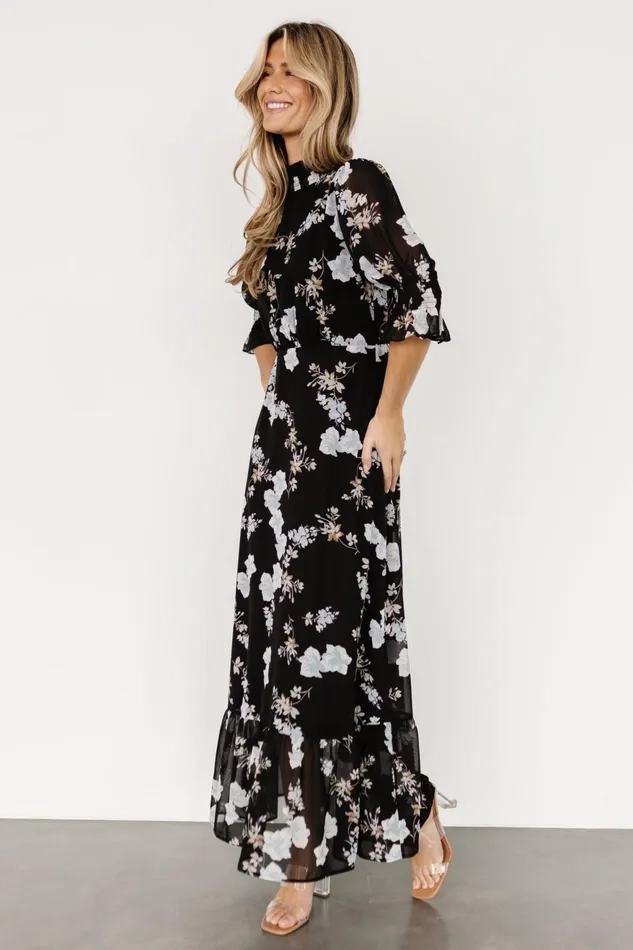 Women Maxi Dresses Baltic Born Marie Mock Neck Maxi Dress Black Floral Women Maxi Dresses Baltic Born Marie Mock Neck Maxi Dress Black Floral