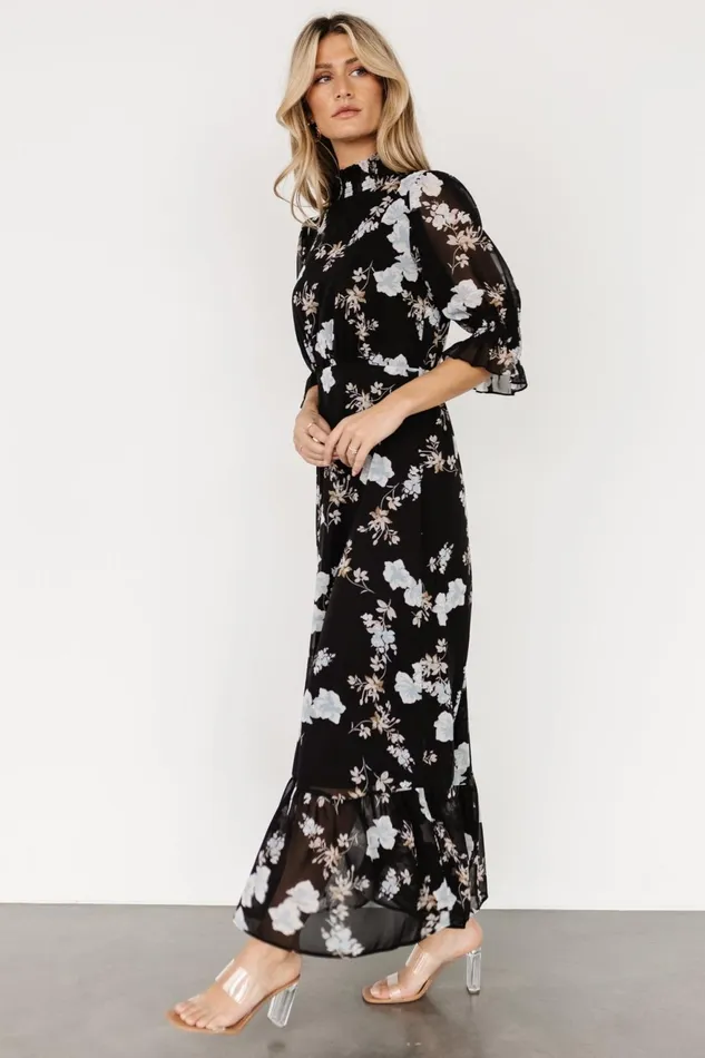 Women Maxi Dresses Baltic Born Marie Mock Neck Maxi Dress Black Floral Women Maxi Dresses Baltic Born Marie Mock Neck Maxi Dress Black Floral